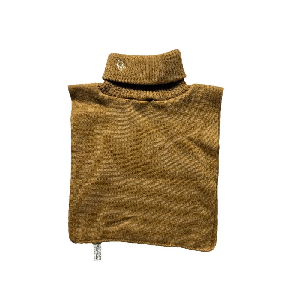 Vintage Christian Dior Dickie Neck Warmer Unisex Brown Acrylic Turtleneck Retro